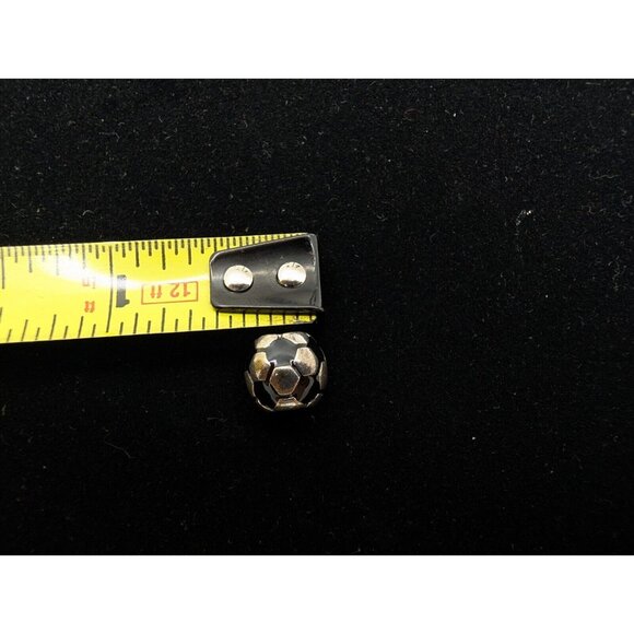 Pandora Charm Sterling Silver Black Enamel Soccer Ball Bead  Marked ALE S925 - Picture 2 of 8